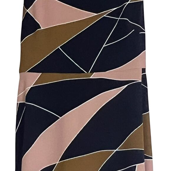 Ann Taylor Modern Geo Tie Waist A-Line Dress Color Block Size 8P Career Office - Picture 5 of 13